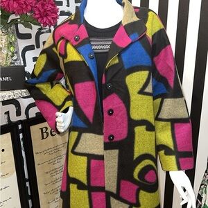 Luii Multicolor Abstract Pea Coat